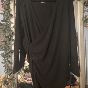 Black Long Sleeve Wrap Dress